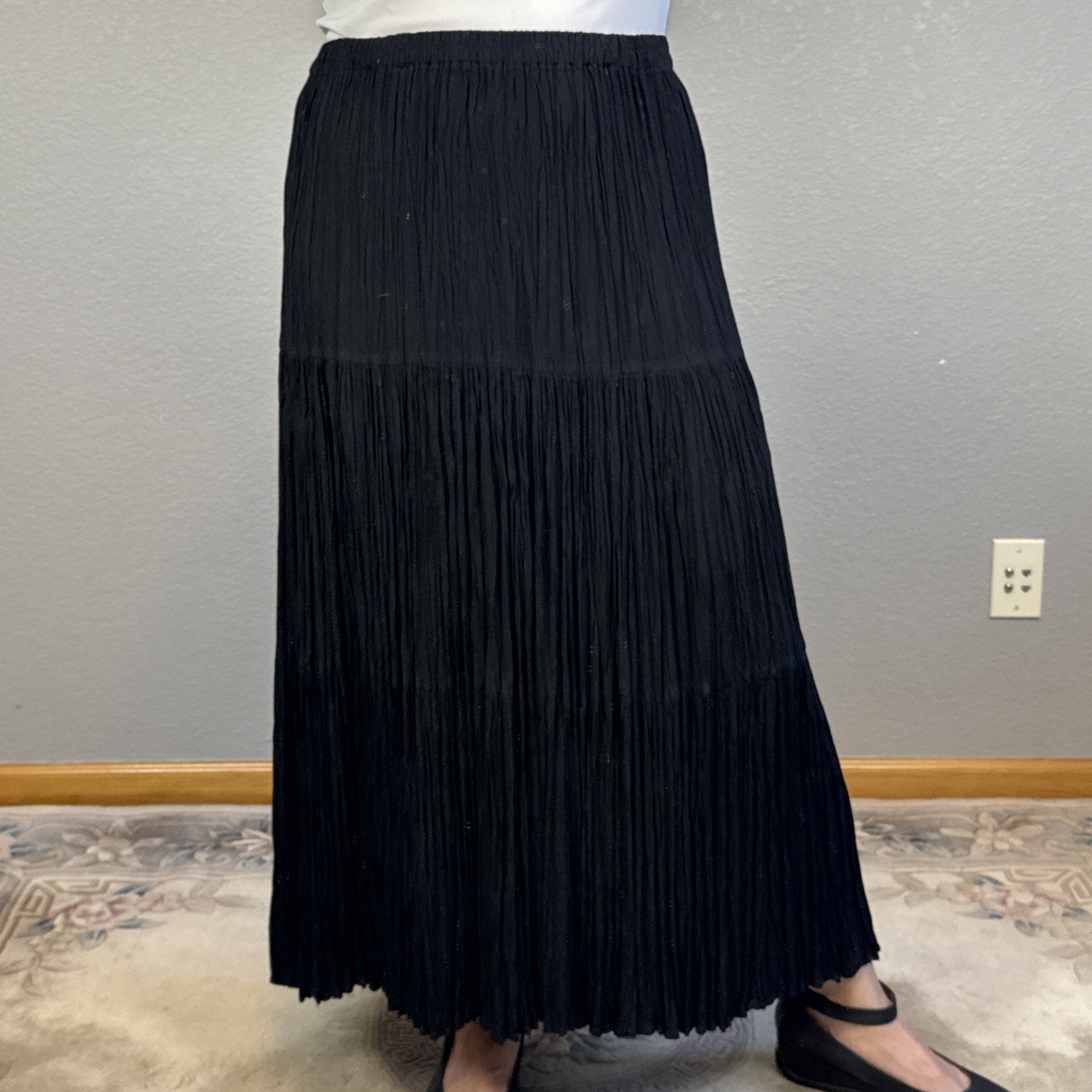 Double D Ranch Tiered Broomstick Praire Cowgirl Boho Maxi Skirt Size Xs Black